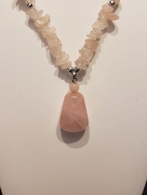 Rose Quartz Solid Gemstone Necklace-Known As Stone Of Unconditional Love-Pendant